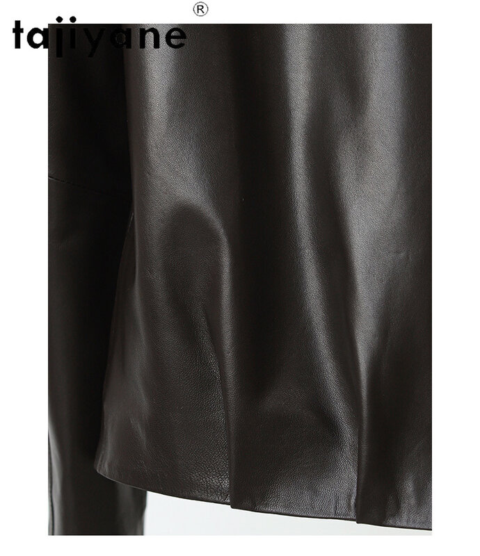 Tajiyane-Veste courte en cuir véritable pour femme, manteau en peau de mouton véritable, vêtements à capuche, vestes de combat décontractées, haute qualité, 2024