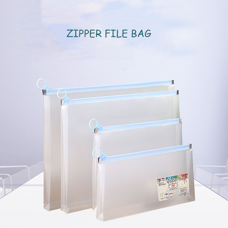 20pcs/lot Zipper File Bag Folder for A4 Documents Briefcase Plastic Pouch File Binder Pens Portfolio Office Stationery