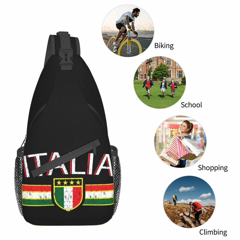 Włochy flaga włoska mała chusta torba torba Crossbody na klatkę piersiową z paskiem na ramię plecak podróż małe plecaki turystyczne Casual Bookbag