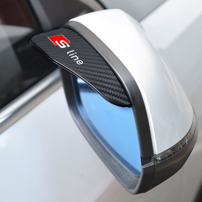 Автомобильная наклейка-дождевик для зеркала заднего вида из углеродного волокна, 2 шт., для Audi S line A1 A3 A4 A5 A6 A7 A8 Q1 Q2 Q3 Q5 Q6 Q7 Q8, аксессуары