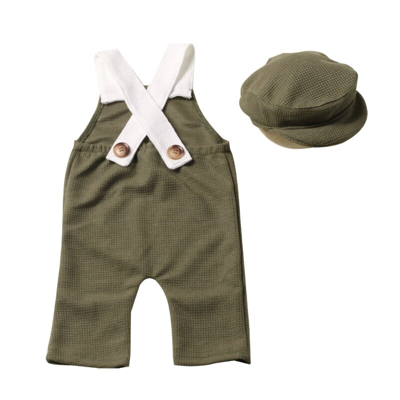 Adereços de fotografia para recém-nascido uniforme chapéu posando roupa para festa de banho roupas com foto G99C