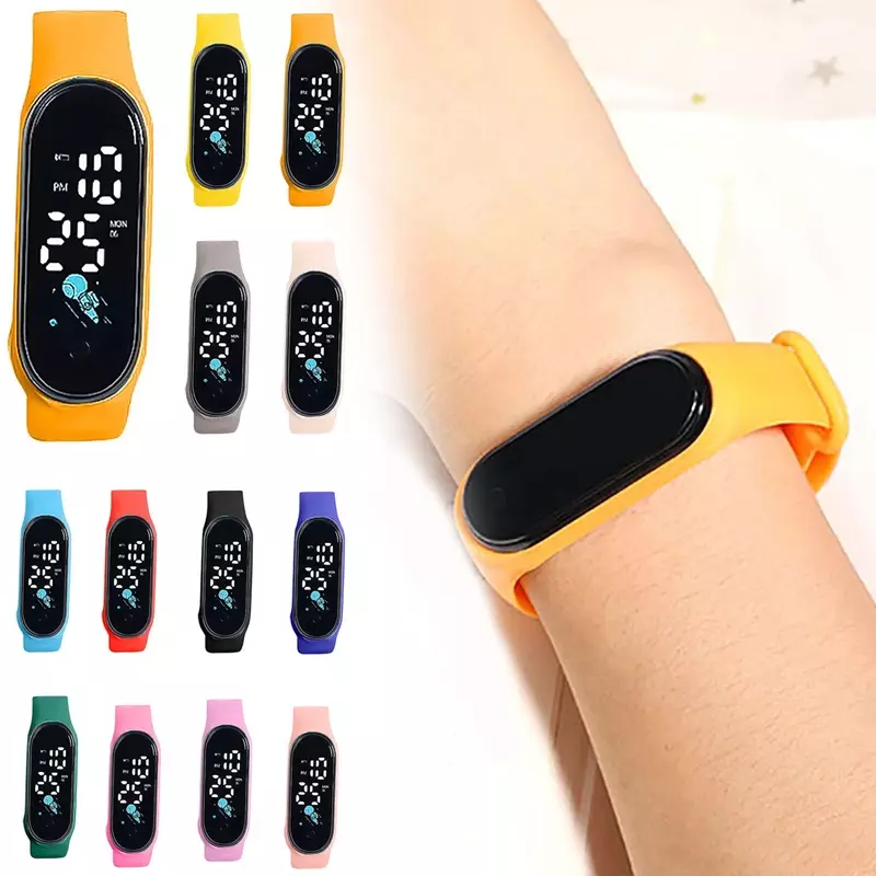 8 kolorowy zegarek ruchów dla dzieci zegarki Led wodoodporne inteligentne dotykowe dla studentów sportowa bransoletka cyfrowa elektronika dla dzieci