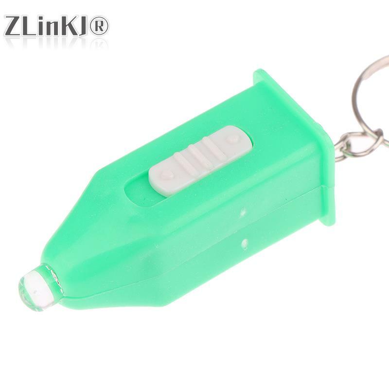 LLavero de luz LED para exteriores, minilinterna de plástico ultravioleta, colgante pequeño, fácil de llevar, 1 piezas