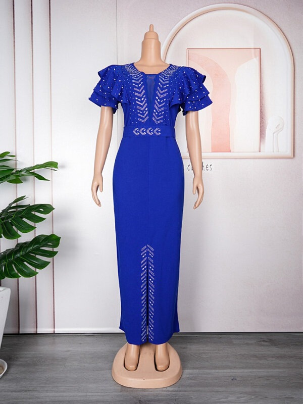 女性のためのフラウンス付きのエレガントなイブニングドレス,ナイジェリアの服,アフリカのカフタン,結婚式,ドバイ,2023