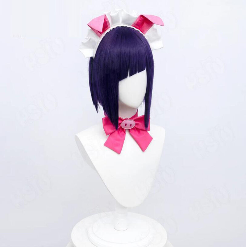 Mannen Ranko peruka do Cosplay kostiumy peruka z włókna syntetycznego Anime Cosplay fioletowe krótkie włosy