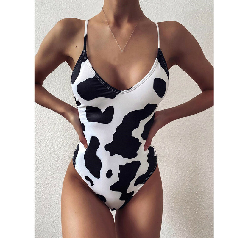 Maillot de bain une pièce imprimé pour femme, bikini plissé sexy, maillot de bain de plage, 2024