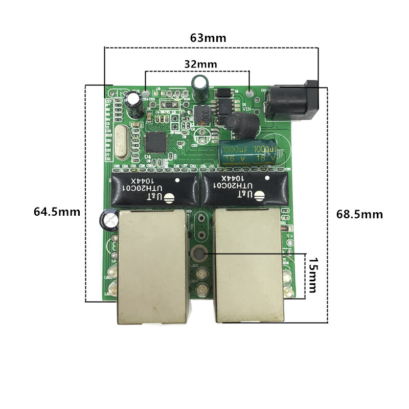 Interruptor rápido mini ethernet de 4 puertos, 10/100mbps, rj45, conmutador de red, hub, placa de módulo pcb para Módulo de integración de sistema