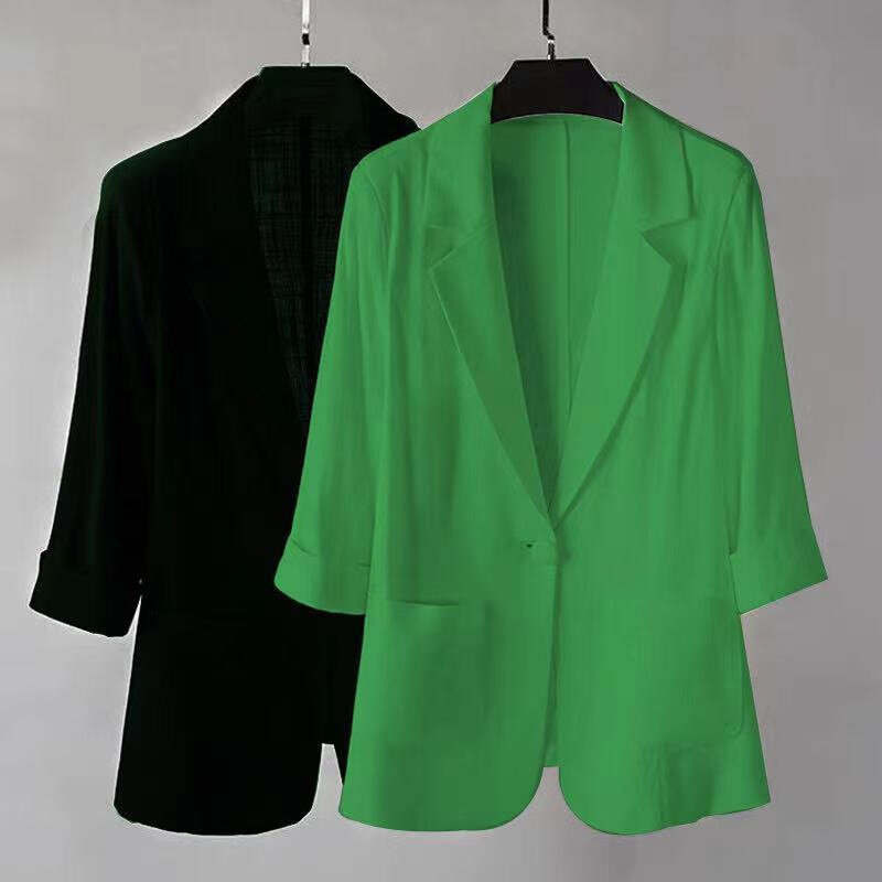 여성용 코튼 린넨 블레이저, 짧은 세트 재킷, 한국 캐주얼 여름 자외선 차단 의류, 라지 사이즈 5XL 얇은 탑, 2024 년 신상