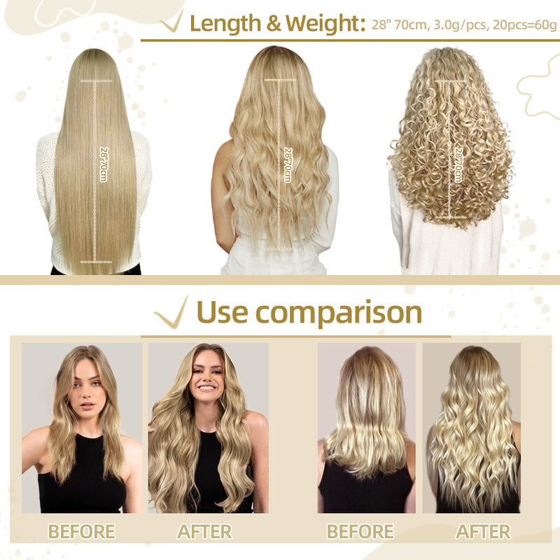 ZURIA-Extensão de cabelo humano com fita adesiva para mulheres, perucas longas 100% reais, perucas naturais retas, adesivas invisíveis, pacotes