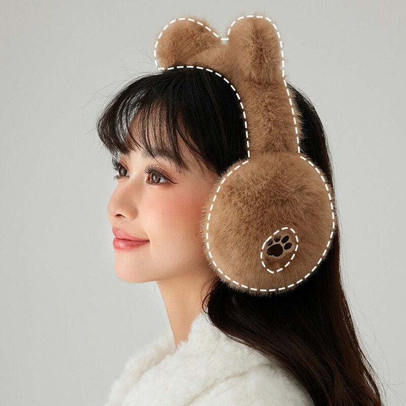 Bear Ears Warm Earmuffs Fashion Foldable Soft Ear Covers Winter Outdoor Ear Warmers for Women