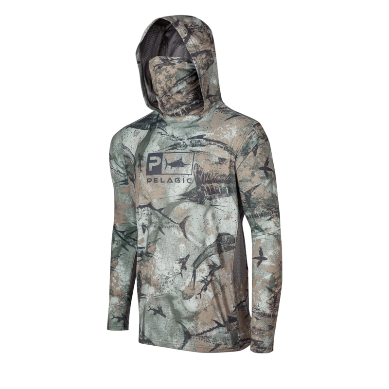 PELAGIC-낚시 셔츠 Upf 50 긴 소매 후드 페이스 커버, Camisa Pesca 퀵 드라이 탑 UV 보호 낚시 페이스 마스크 의류