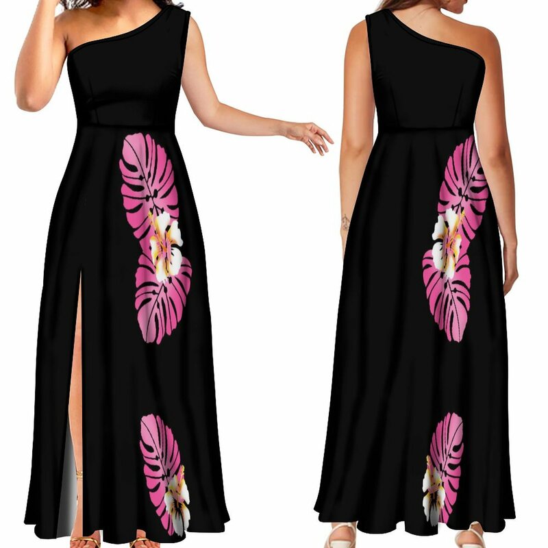 Женское пикантное платье с открытыми плечами, модное летнее вечернее платье с завышенной талией и разрезом для женщин в полинезийском стиле