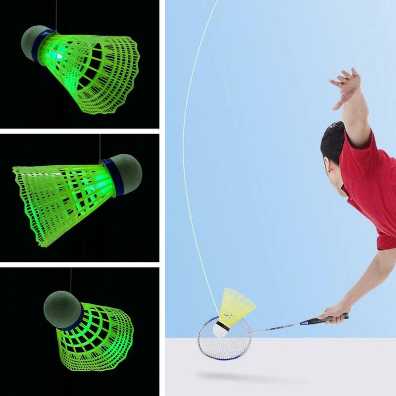 Auto-adesivo badminton petecas, ferramenta de treinamento leve, instrutor brilhante ao ar livre, bolas, auto-estudo
