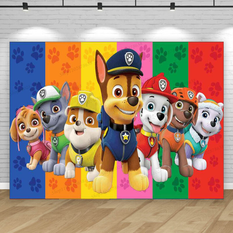 Paw Patrol Birthday Backdrop Decoration Kids Girs Boy  Party Photography Background Puppy Event Banner Poster Photo Studio Props