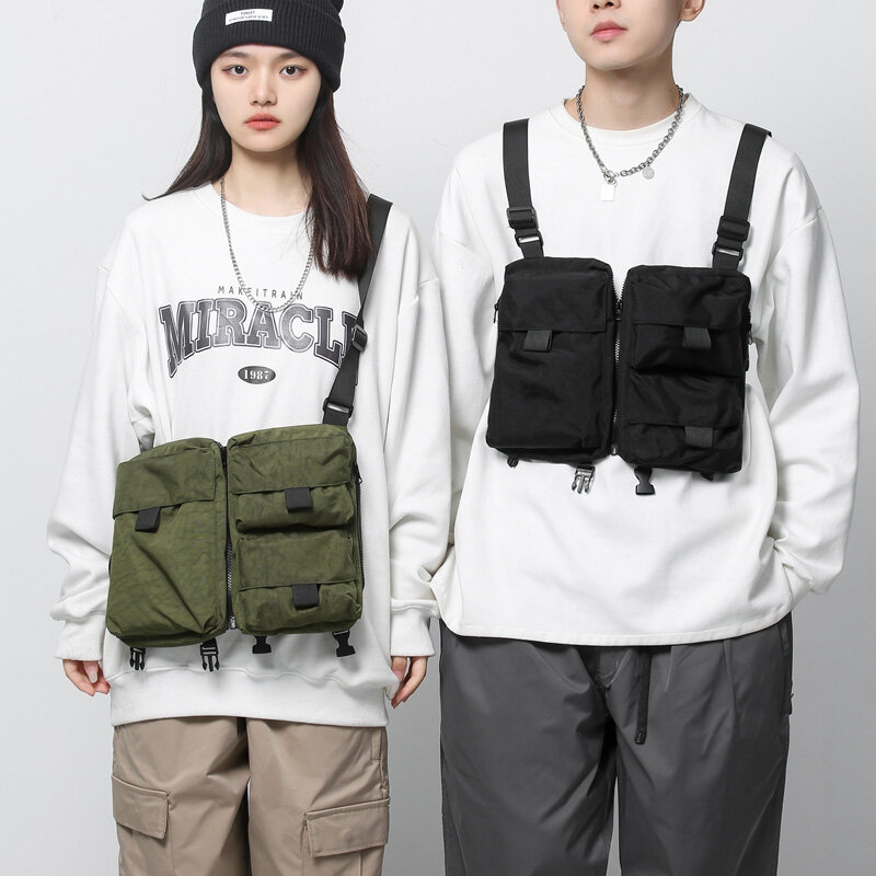 Streetwear Unisex Rig ยุทธวิธีกระเป๋า Casual Bullet Bessenger กระเป๋า Hip Hop เสื้อกั๊กกระเป๋าฟังก์ชั่นยุทธวิธีเอว Pack