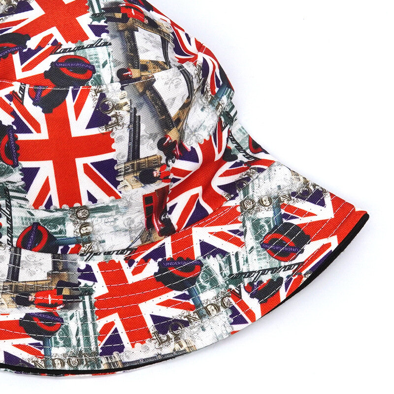 Sombrero de pescador con estampado de bandera para hombre y mujer, gorra de pescador de doble cara, estilo Hip Hop, Unisex