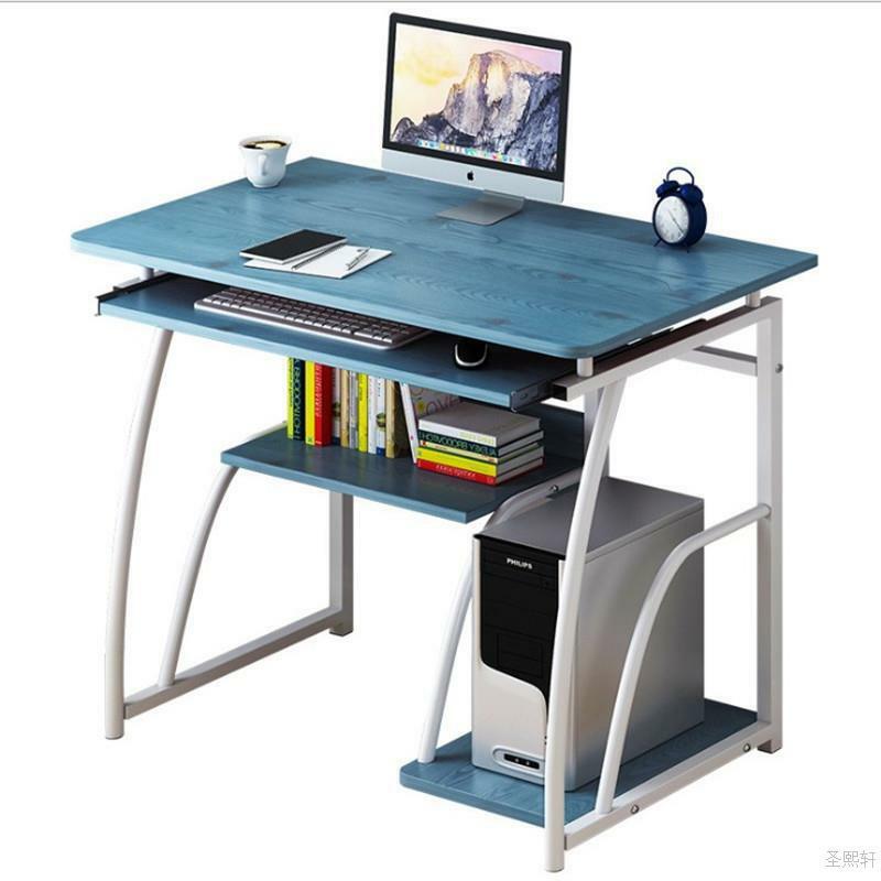Bureau d'ordinateur moderne avec clavier, poste de travail PC, table d'écriture d'étude, meubles de bureau à domicile durables