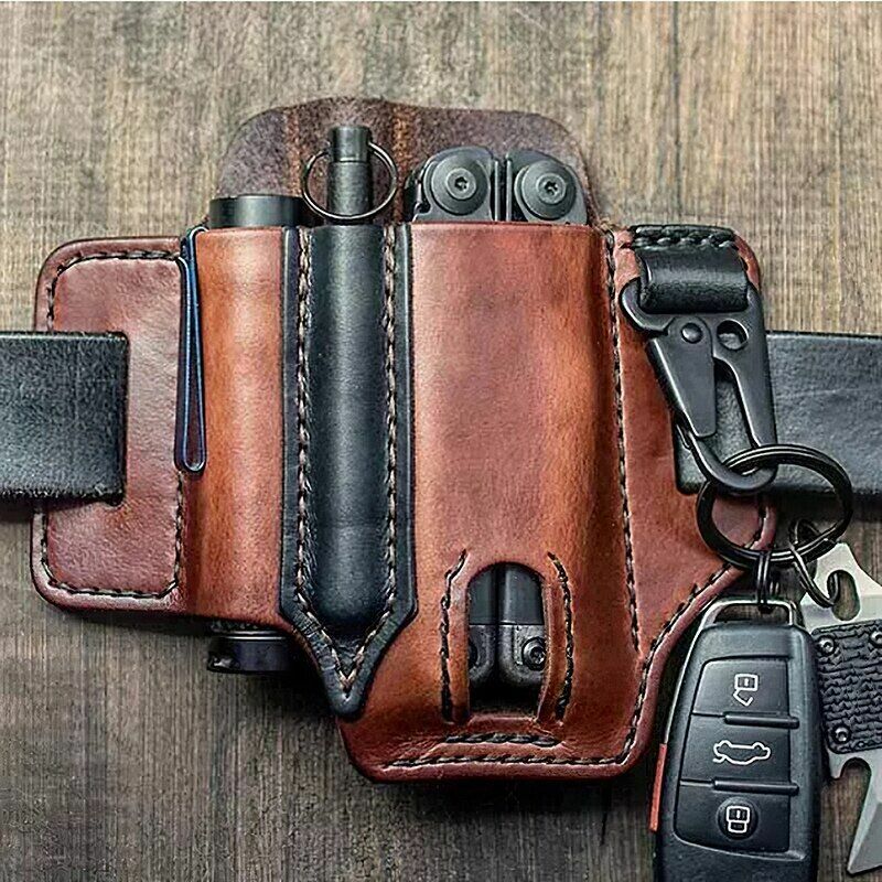 Tactical Multi Tool Belt Leather Bag, Saco portátil do armazenamento de ferramentas, Coldre ao ar livre