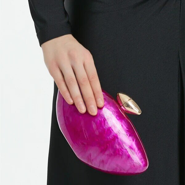 Acryl Ei Form Clutch Tasche Frauen Designer Abend party niedliche Geldbörse neue Rose Shell Handtasche hohe Qualität