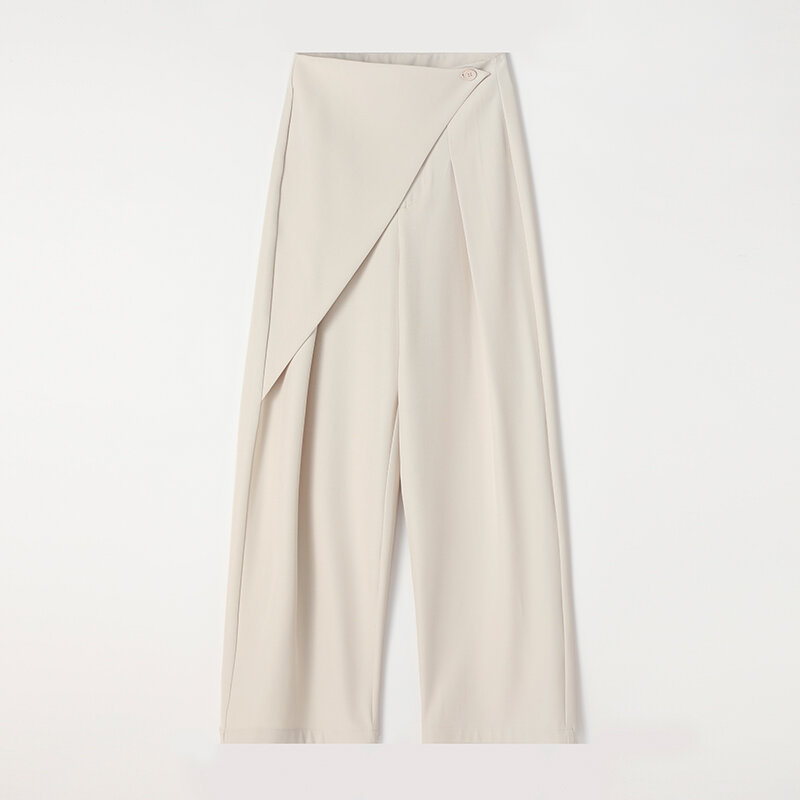Eleganckie damskie luźne spodnie o prostej długości do podłogi 2024 wiosna lato biurowa, damska wysoki stan spodnie z szerokimi nogawkami z WP20