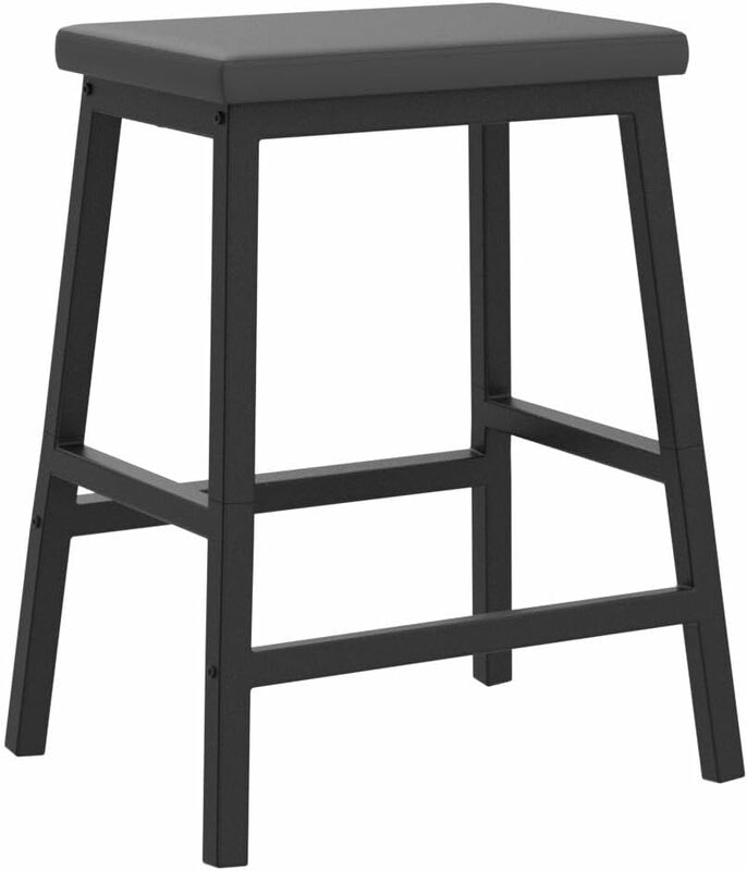 Bar Stools 24" Set of 2 Bar Chairs PU Leather Upholstered Breakfast Stools Easy Assembly Suitable for Kitchen Dining Room