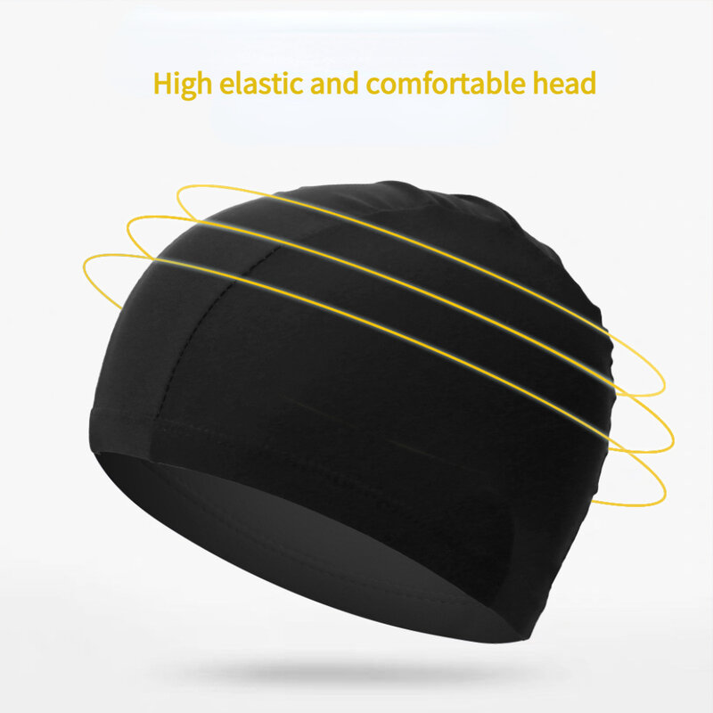 Topi Renang Ukuran Bebas untuk Pria Wanita Topi Renang Panjang Perlindungan Telinga Nilon Elastis Topi Mandi Ultra Tipis