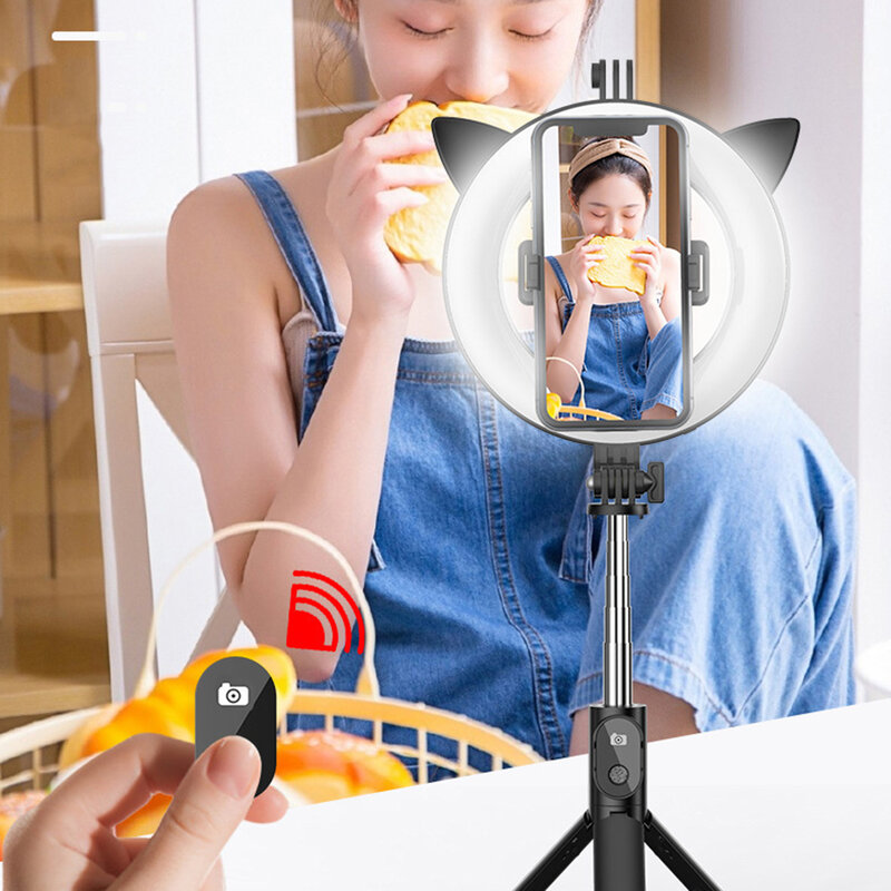 Anneau lumineux P20D pour Selfie, bâton Portable de 6 pouces, filet rouge, lumière de remplissage, ancre de beauté, support de diffusion en direct