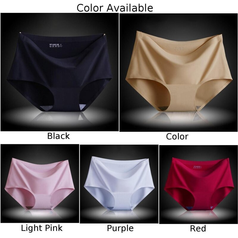 Women Soft Ice Silk Seamless Brief Sexy Underwear Smooth Ultra Thin Lingerie Panties Elastic Comfortable Causal Daily Underpants
