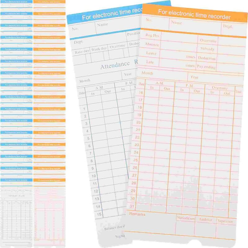 100 Sheets Attendance Paper Jam Supply Attendance Recording Cards Punch Timecard Double-sided