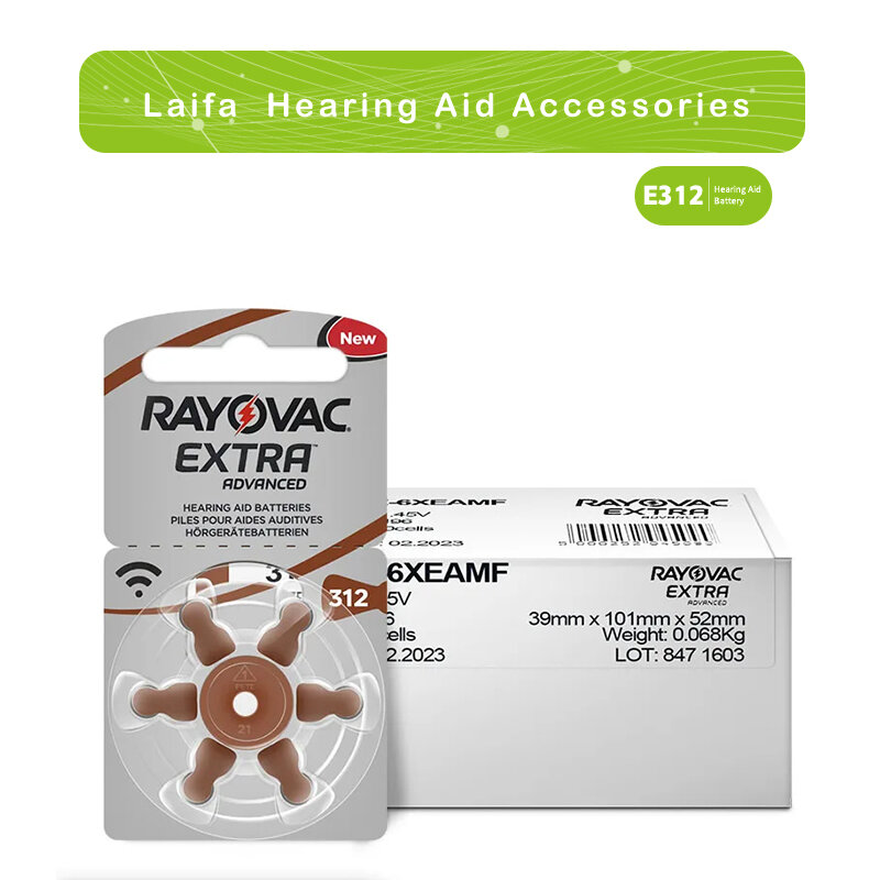 Rayovac-Extra Performance Hearing Aid Batteries, Bateria de ar de zinco para aparelhos auditivos, BTE, CIC, RIC, OE, 1.45V, 312, 312A, A312, PR41, 60 Pcs
