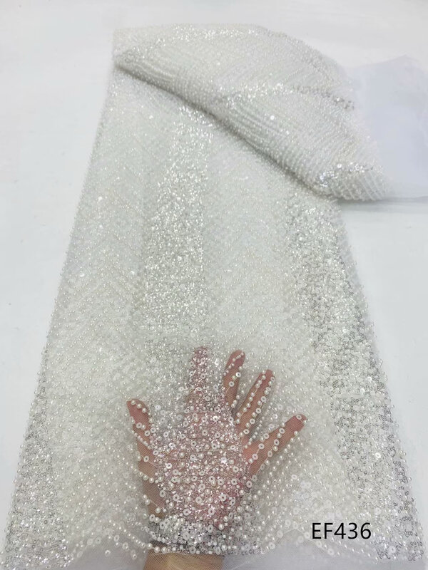 Payet bunga indah kain bordir, tabung mutiara bordir gaun pernikahan kain bordir, kain renda bordir