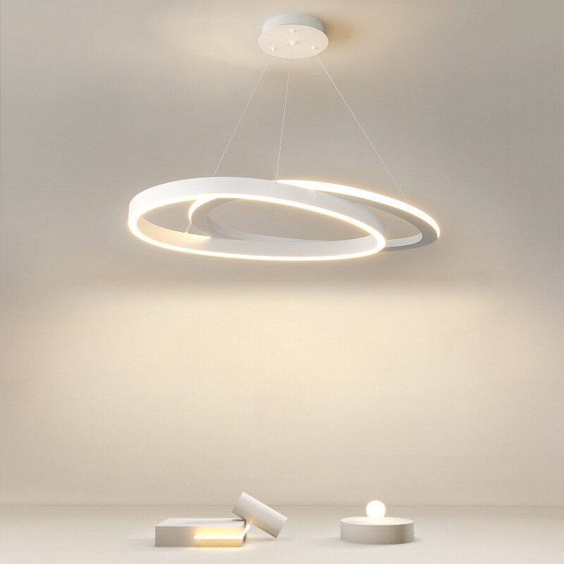 Żyrandol do salonu, postmodernistyczna restauracja w kształcie prosty pierścień modne oświetlenie luksusową minimalistyczną sypialnię kreatywne oświetlenie