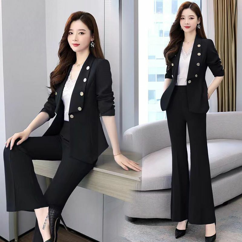 Vestito da donna professionale moda e tempo libero 2022 coreano primavera e autunno nuovo temperamento pantaloni a gamba larga Set di due pezzi
