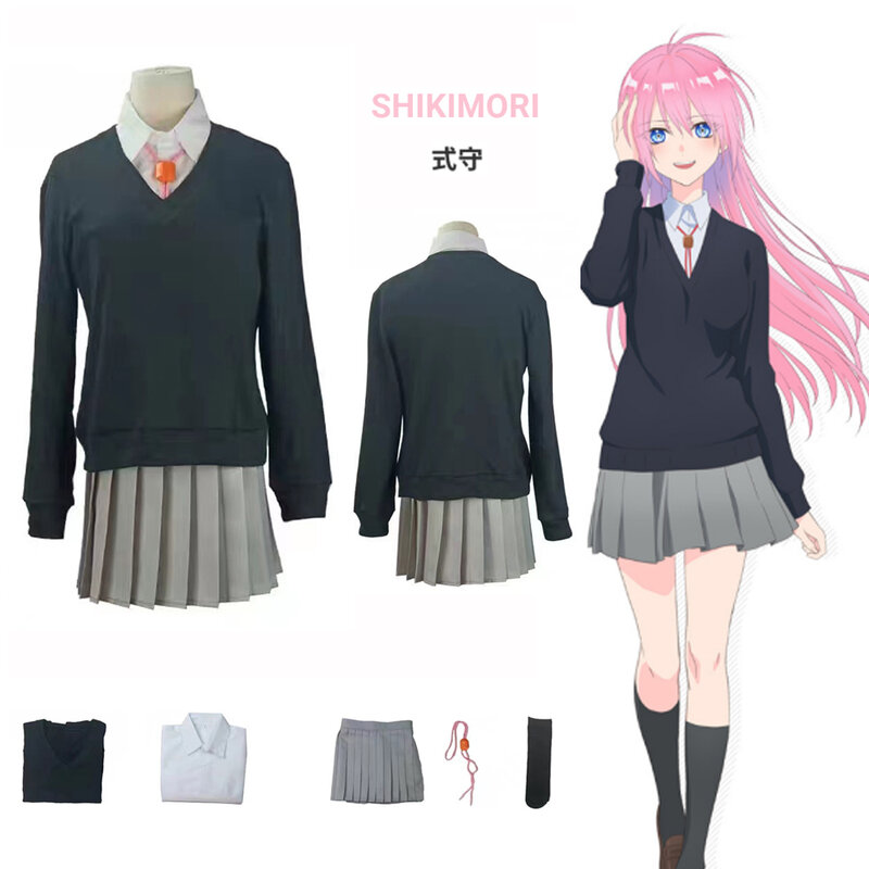 Shikimori Não É uma Cutie Micchon Cosplay Fantasia, Kawaii Suéter, Uniforme de Menina da Escola, Dake ja Nai