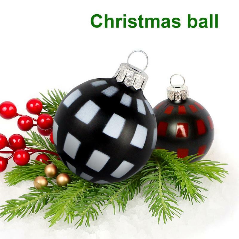 チェックのクリスマスボールの飾り、黒の白と赤の玉、ボールデザイン、クリエイティブアートとクラフト用品