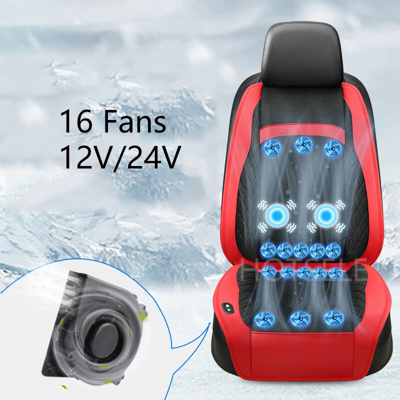 Car Summer Cool Air Seat 16Fans 12V 24V Almofada Com Ventilador Fast Blowing Ventilação Auto Assento Único Cooling Message Pad