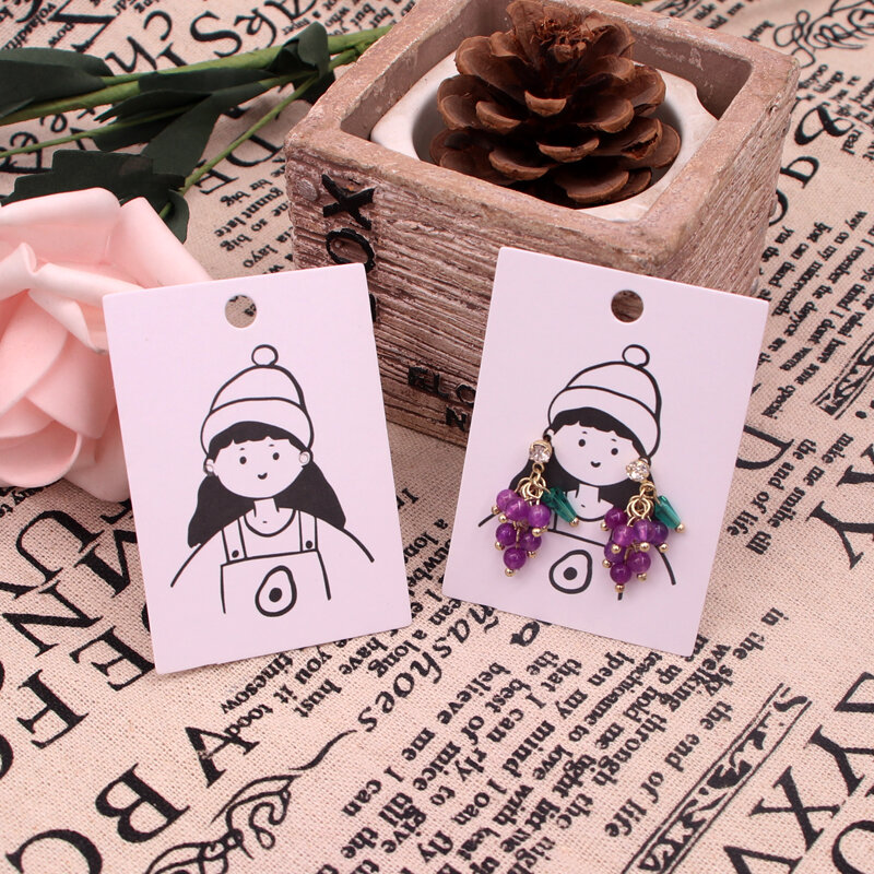Fashion 5*7cm Earring Display Cards DIY Making Stud Hook Labels Popular Jewelry Handmade Jam Paper