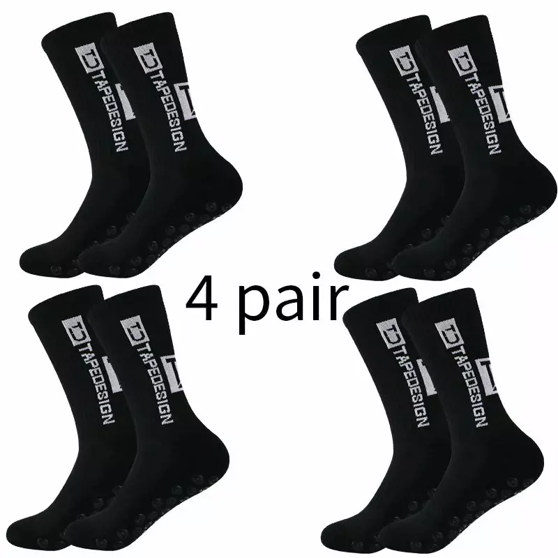 4 Paar rutsch feste Fußball-Socken im Gürtel-Design und rutsch feste Fußball-Basketball-Sportarten mit mittlerer Wade