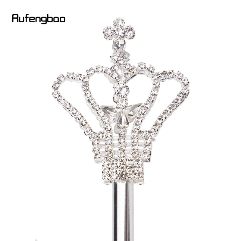 Silver White Alloy Crown Fairy Wands for Girl Princess Wands for Kids Angel Wand for Party Costume Wedding Birthday Party 48.5cm