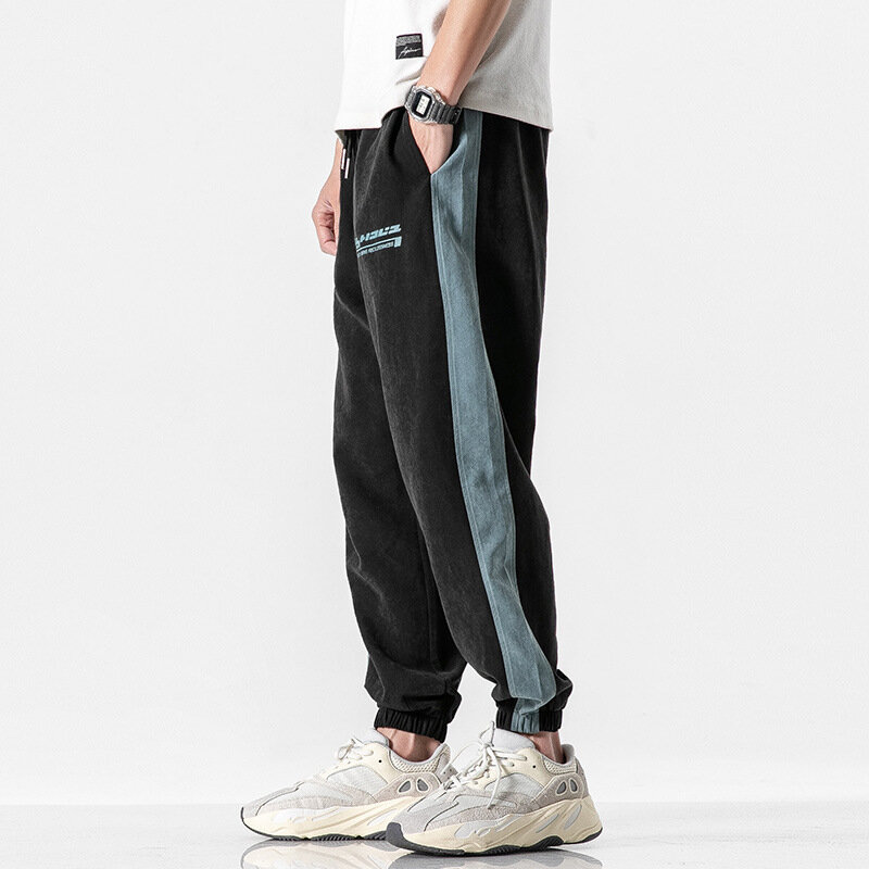 Spring Summer Men's Casual Pants Fashion Patchwork Male Loose Casual Sports Trousers Drawstring Overalls Men Ankle Length pants