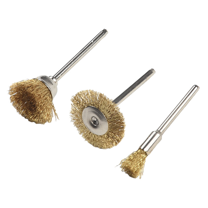 2024  3pcs Copper Wire Wheel Cup Brushes Bits Set Rust Paint Remover For Rotary Tool  Grinder Accessory	 Cup Brush