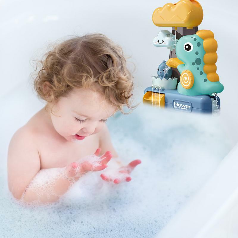 아기 목욕 장난감 목욕 욕조 장난감 공룡 폭포 세트, 비 오는 효과 욕실 벽걸이 샤워 선물, 어린이 유아 여아