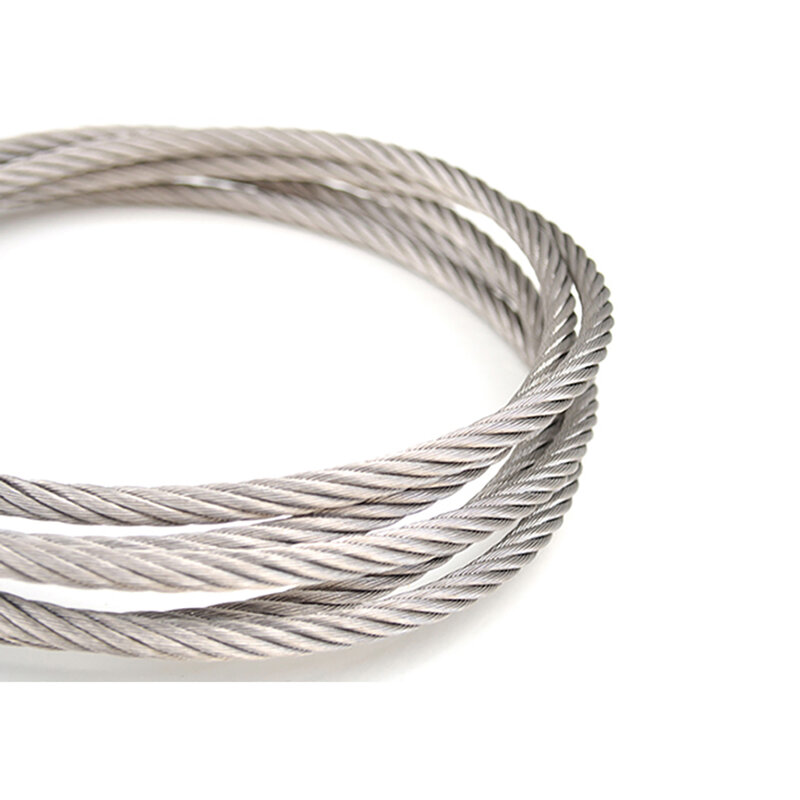 Cuerda de alambre de acero inoxidable 304, estructura de 7x7, cuerda de pesca fina y suave, especificación de 2,5mm, 3,0mm y 4,0mm