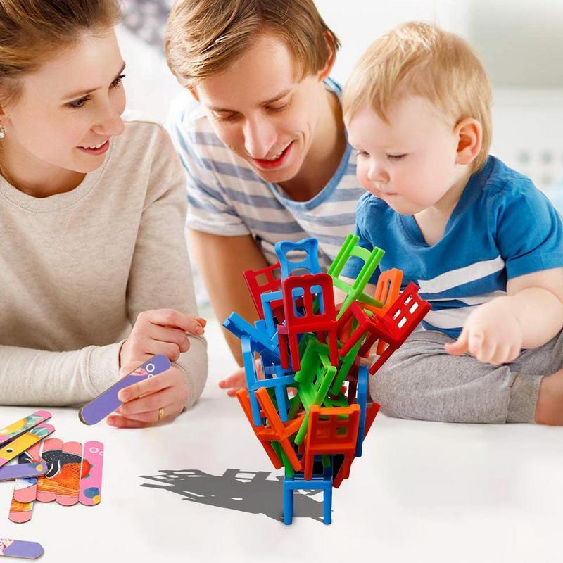 Sedia impilabile gioco educativo per la famiglia 24 pezzi colorato gioco educativo per la famiglia gioco da tavolo per bambini bilanciamento giocattolo per bambini