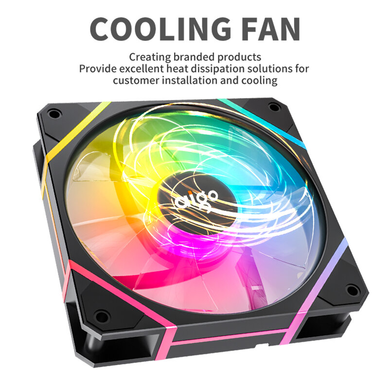 Aigo AM12PRO RGB 팬 벤투인하 PC 컴퓨터 케이스 팬 키트, 워터 쿨러, 4 핀 PWM CPU 냉각 팬, 3pin5v argb, 12cm 환풍기, 120mm