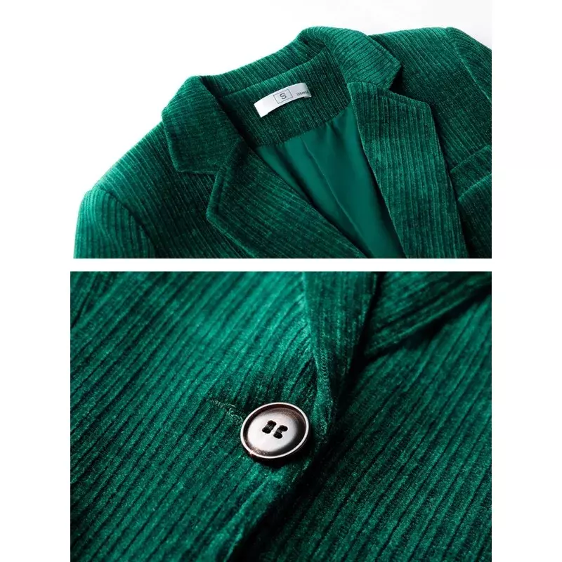 Blazer de listras formal feminino com bolso, casaco de negócios feminino, desgaste do trabalho, roxo, café, verde, escritório, jaqueta feminina
