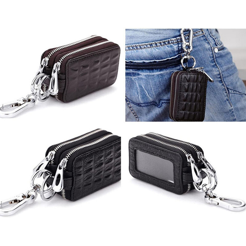Portable Car Key Holder Bag Practical Shockproof Reusable Leather Case Cover Suitable for Home Outdoor Daily Use