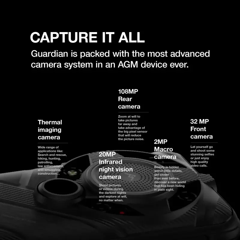 AGM-Caméra thermique panoramique Nip5 G, monoculaire déverrouillé, 500 mètres, autofocus, objectif 10mm, 25FPS
