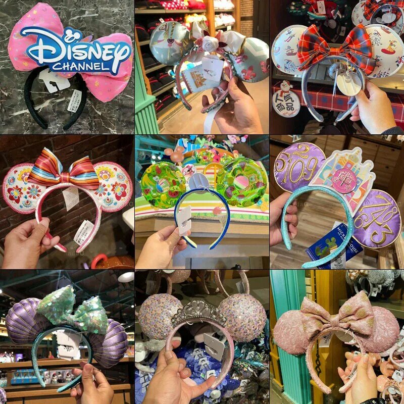 2024 Disney Mickey Mouse Headband Disneyland Minnie Ears Plush Headwear Children Boy Girl Beauty Toys Cosplay Party Decoration