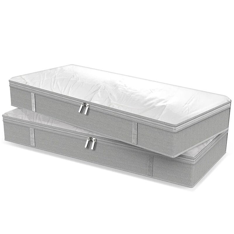 Cajas de almacenamiento grandes para debajo de la cama, organizador con cremallera, grueso y transpirable, 4 unidades